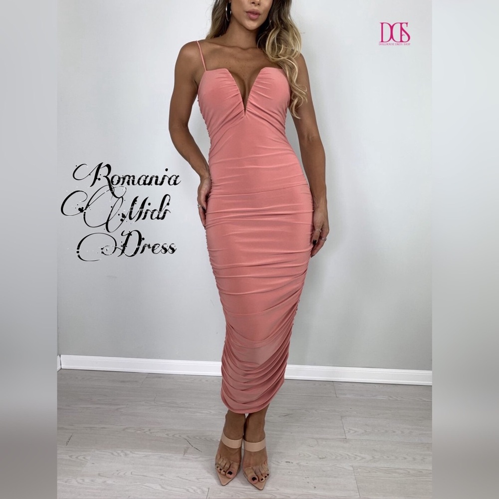 Romania Midi Evening Dress - Pink